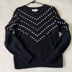 Black and White Sweater with Brown Accents